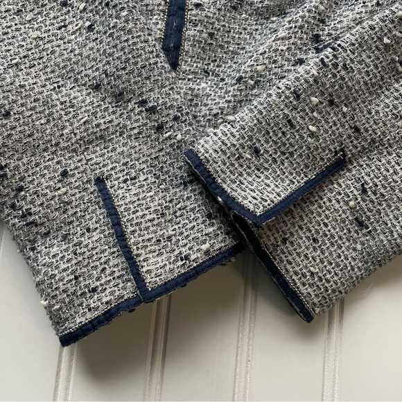 Magaschoni Tweed Blazer Jacket Navy Blue White Size 0 XS Italy Vintage formal - Picture 3 of 8